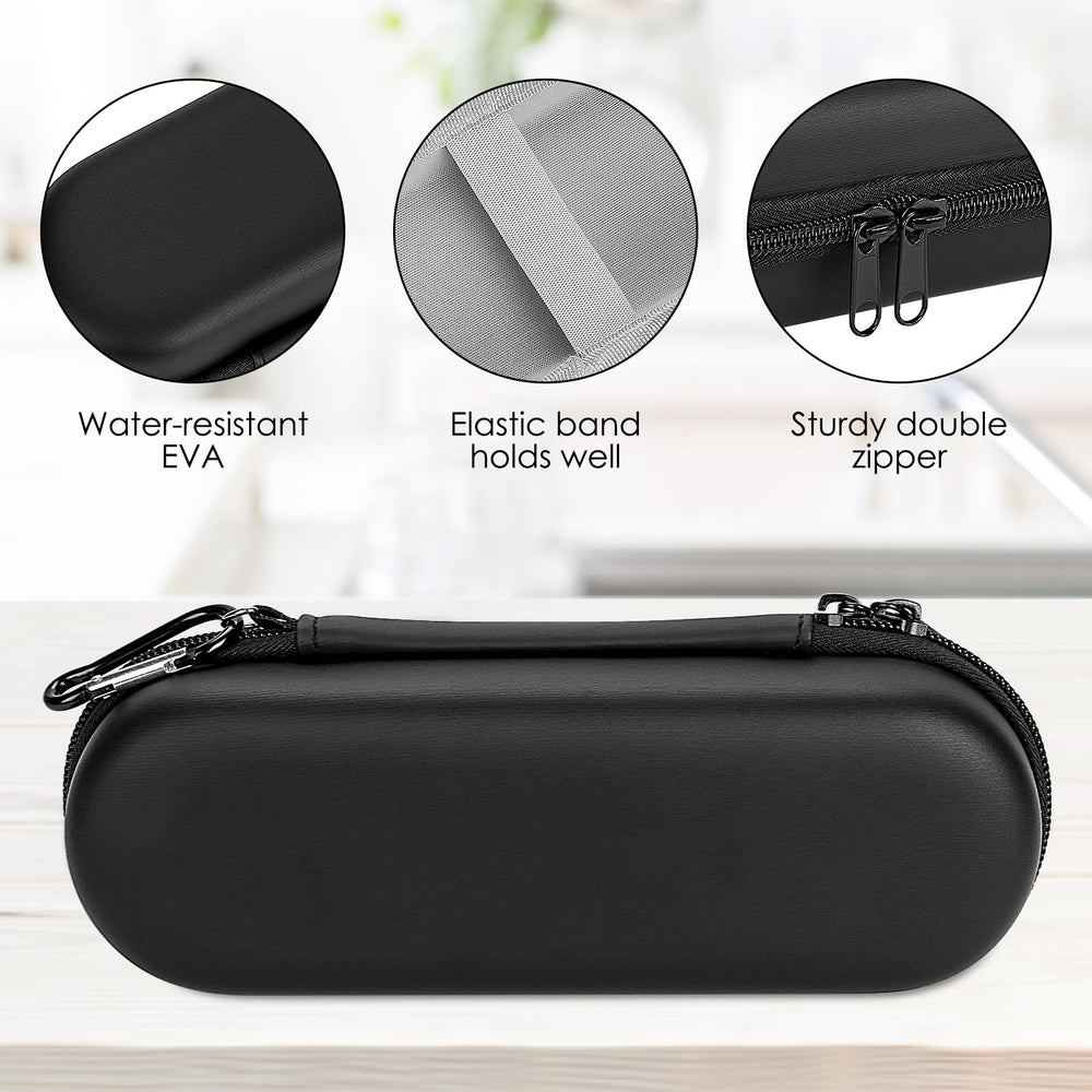 Interior view showing toothbrush head cap storage inside the case