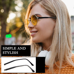 Glasses with replacement arm installed on frame