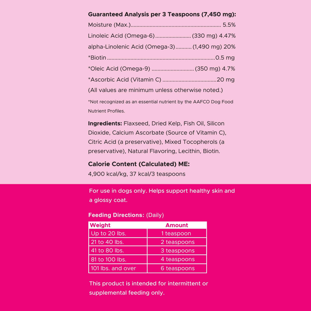 Dog food bowl with powder sprinkled on top