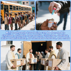 Mini toothpaste suitable for donation to charities and shelters