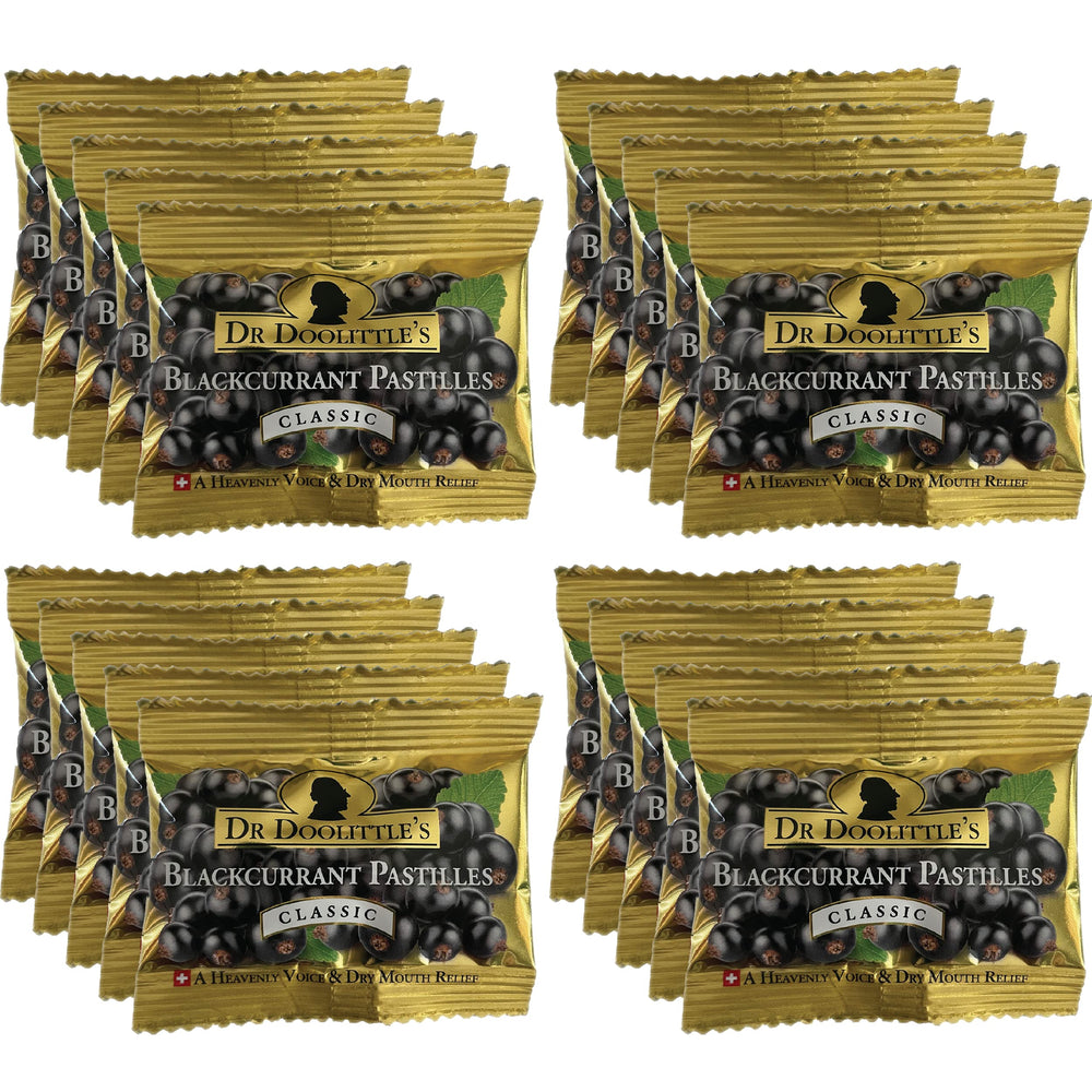 Doolittle Dr Classic Soft Fruit Pastilles Blackcurrant travel-size 20-pack box