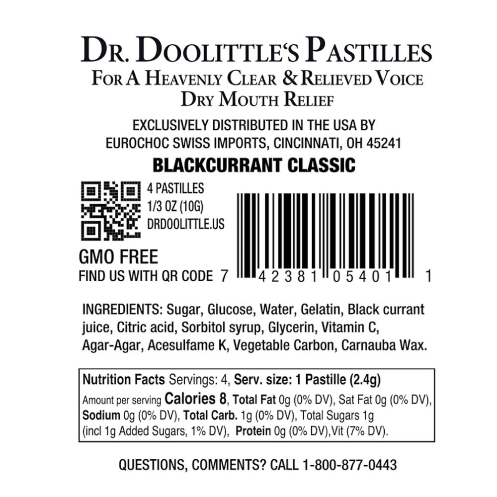 Sugar-free blackcurrant pastilles flavor profile