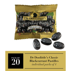 Travel-size sachet of Doolittle Dr Pastilles for voice and throat support