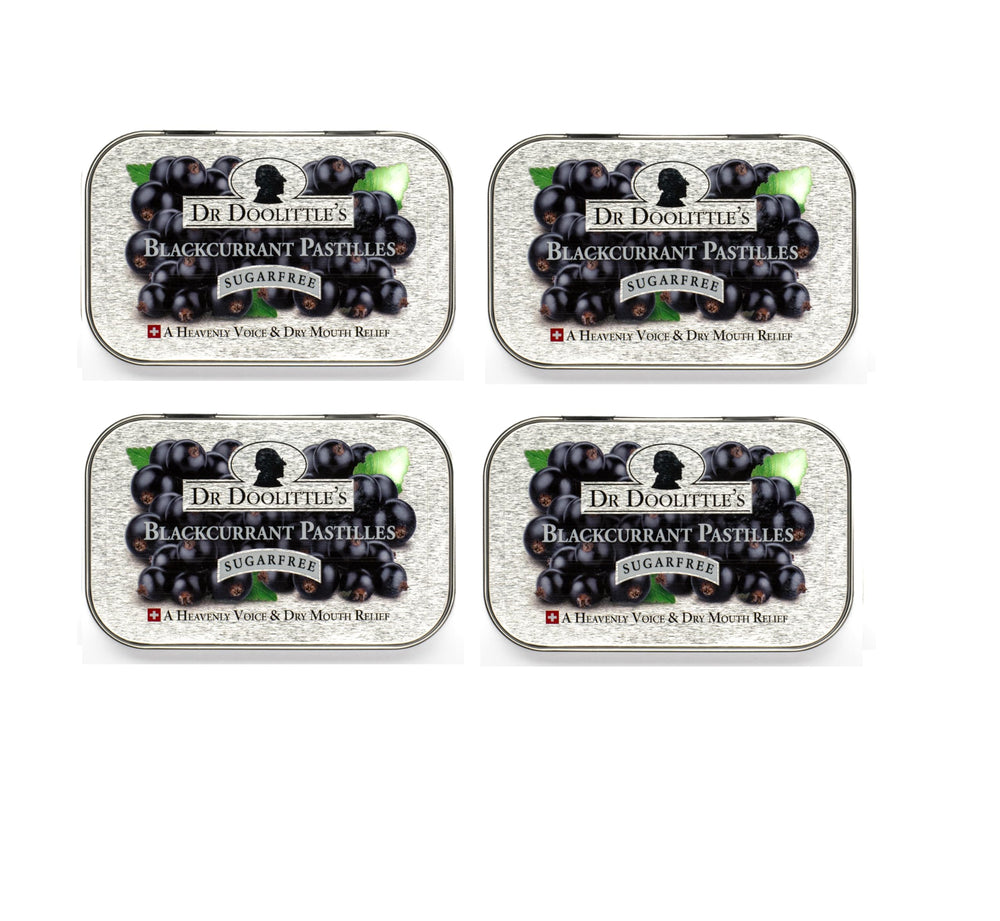 Doolittle Dr Sugar Free Soft Fruit Pastilles blackcurrant tin four-pack