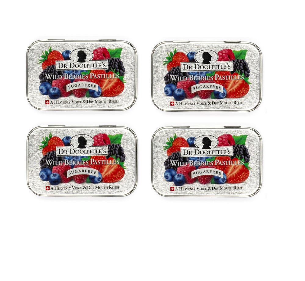 DOOLITTLE Dr Sugar Free Soft Fruit Pastilles Wild Berries Tin – 2.12 oz, 25 pastilles, 4 pack
