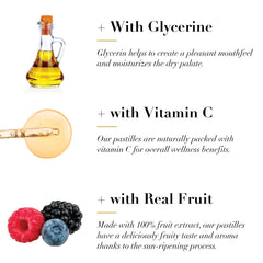 Glycerin-based moisture for throat care in pastilles