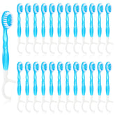 Boxed DOPENSPI 60-pack mini toothbrushes with toothpaste in blue and white