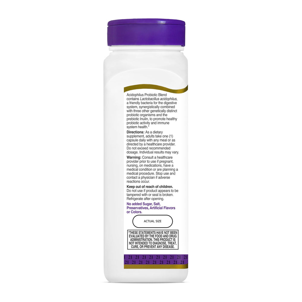 Dosage and directions chart for probiotic capsules