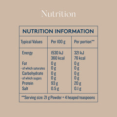 Nutrition facts label for DOSE & CO Pure Collagen Peptides Unflavored 283 g