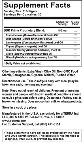Close-up of doTERRA DDR Prime Softgels capsules