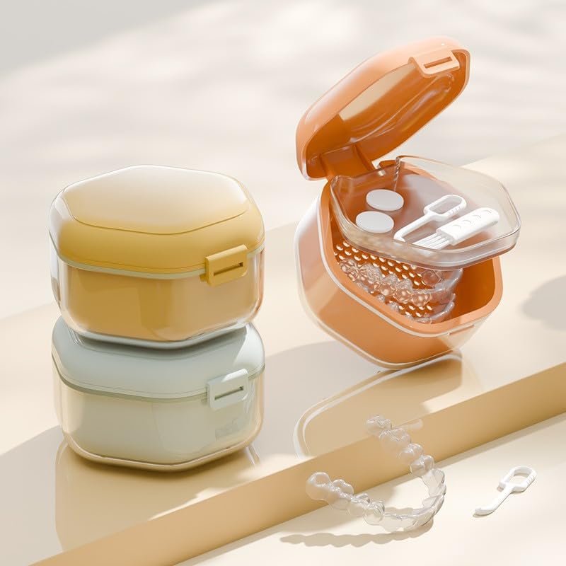 White BPA-free mouth care storage box with easy-open lid