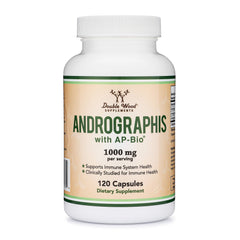 Double Wood Supplements branding on Andrographis product packaging