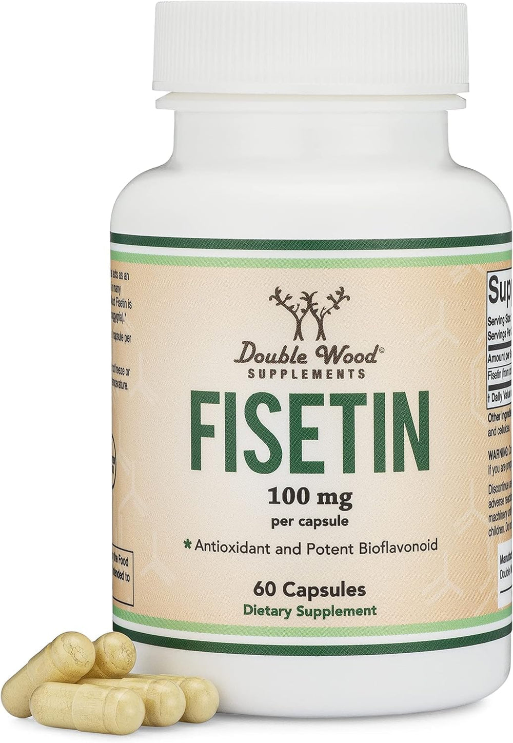 Double Wood Fisetin packaging and logo on bottle