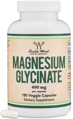Double Wood Magnesium Glycinate 400mg bottle front with clear label for everyday wellness