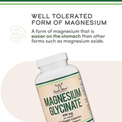 Double Wood Magnesium Glycinate 400mg capsules appear as easy-to-swallow soft capsules
