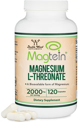 Double Wood Magnesium L-Threonate bottle being poured for brain support