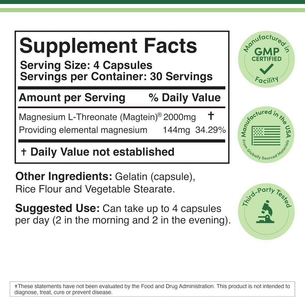 Double Wood Magnesium L-Threonate capsules close-up, highlighting absorption potential