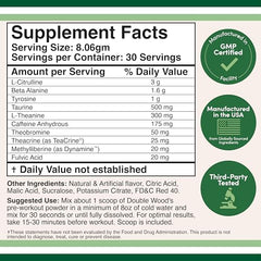 Double Wood preworkout scoop in jar for easy, precise dosing.