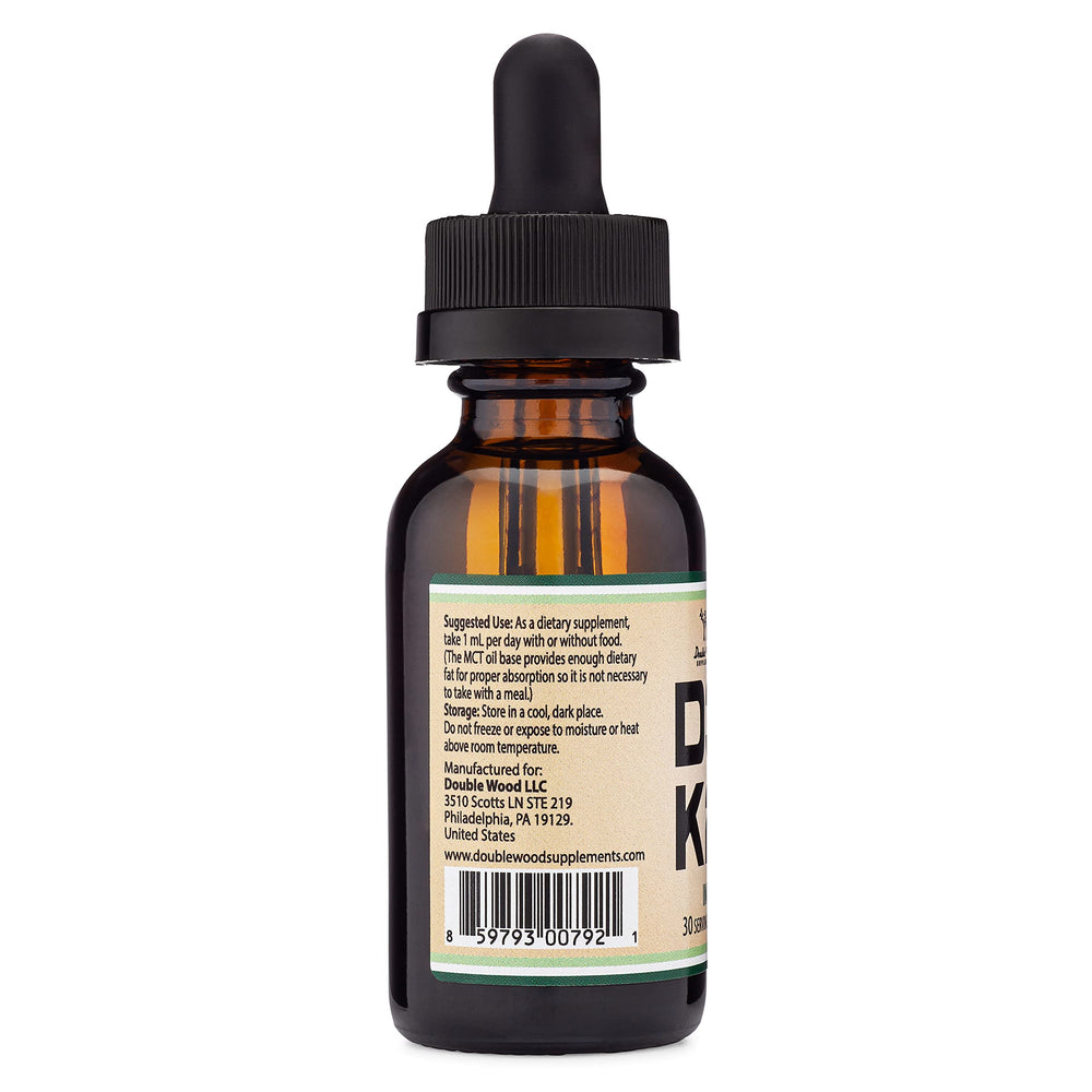 Shelf display of Double Wood Vitamin D3 K2 liquid drops