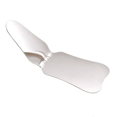 Double-sided dental mirror with dual reflective surfaces for intraoral photography.