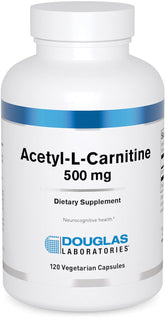 Bottle showing front of Douglas Laboratories Acetyl L-Carnitine 500 mg 120 capsules