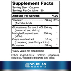 Label close-up showing Glucosamine + MSM Forte 120 capsules