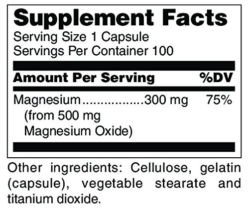 Douglas Laboratories Magnesium Oxide bottle back label