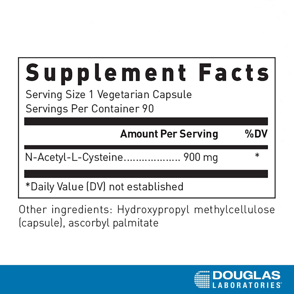 Douglas Laboratories NAC 900 mg 90 capsules back panel