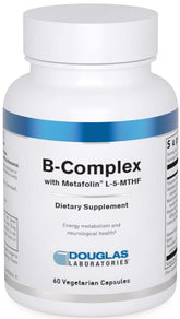 Douglas Laboratories B-Complex with Metafolin bottle on a clean surface