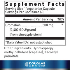 Close-up of Bromelain 500 mg label