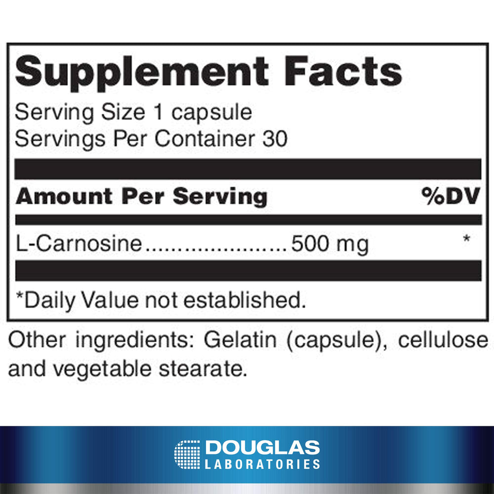 Close-up of L-Carnosine 500 mg capsules