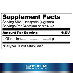 L-Glutamine Powder 250 g label close-up
