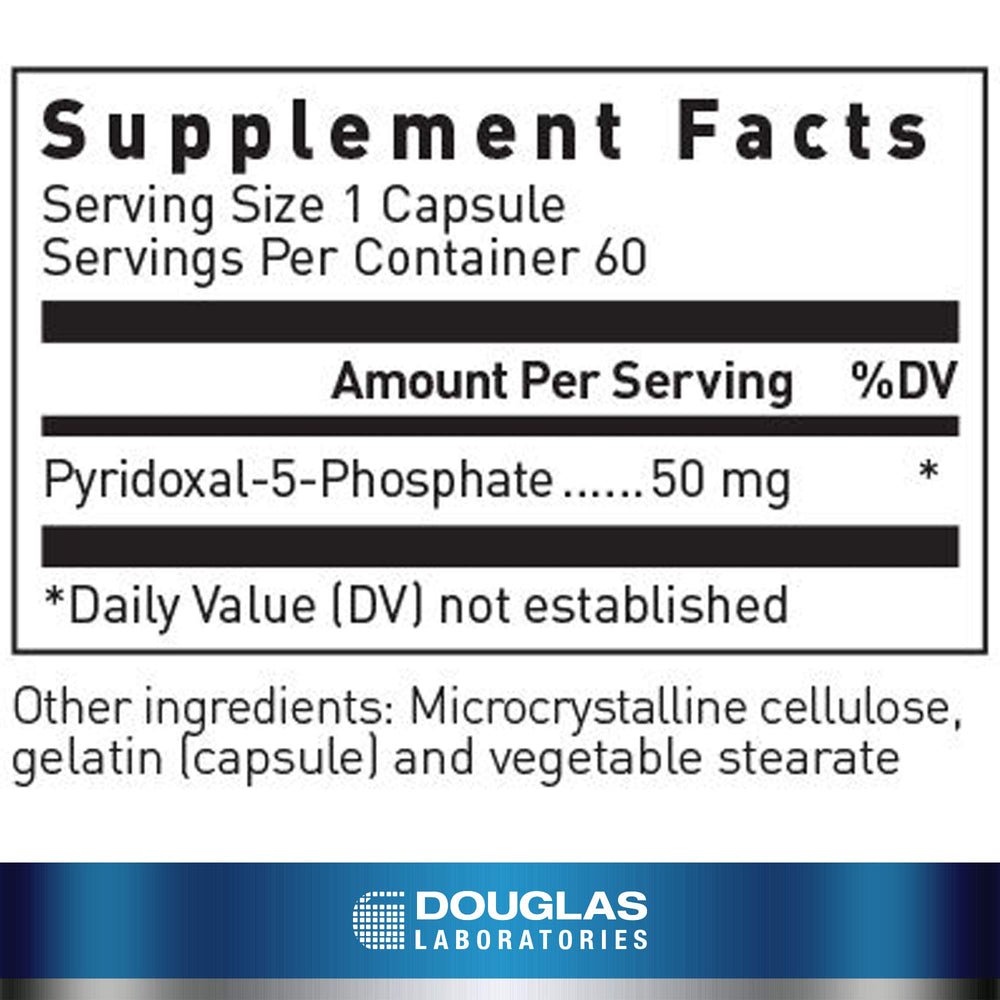 Pyridoxal-5-Phosphate 50 mg bottle with label close-up