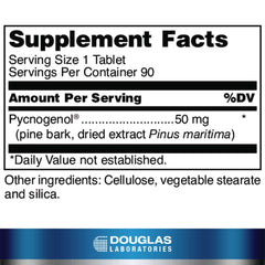 Front label of Pycnogenol Pine Bark Extract 50 mg