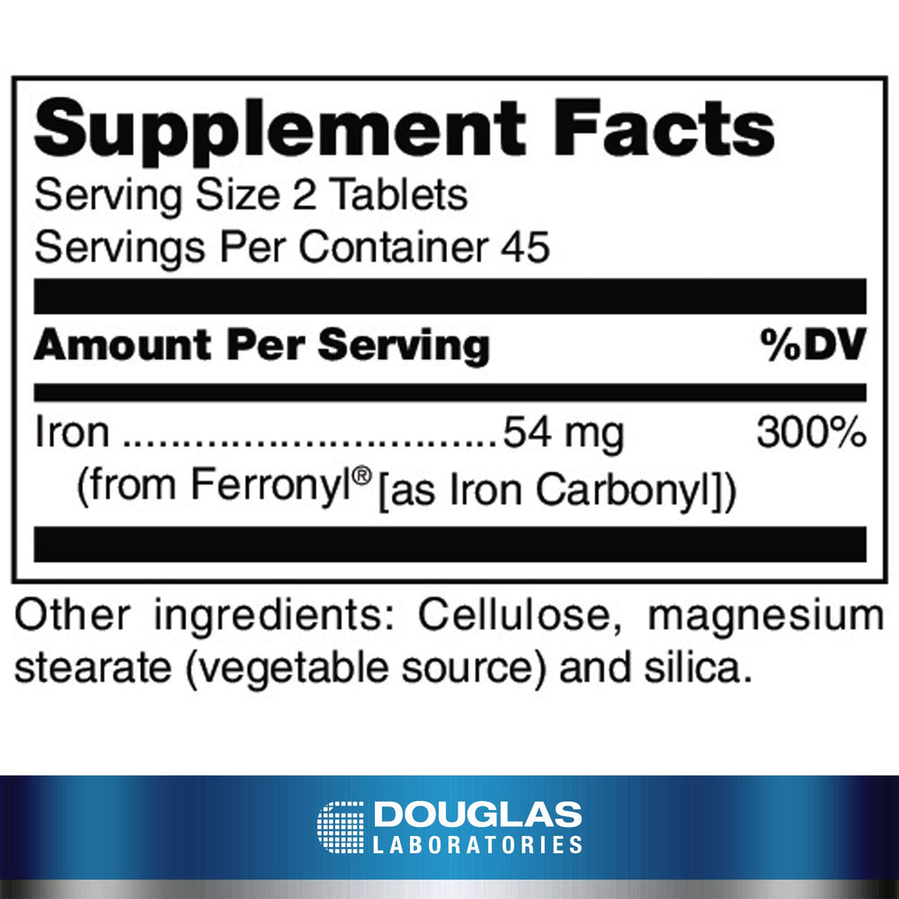 Pack shot of Douglas Laboratories Timed Released Iron 90 tablets