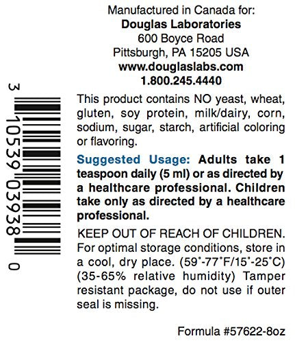 Nutritional facts panel for Liquid Magnesium