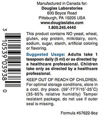 Nutritional facts panel for Liquid Magnesium