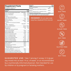 Orange mango BRIGHT MINDS Memory Multi powder scoop beside canister