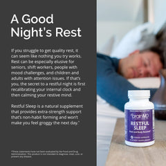 Gluten-free Restful Sleep packaging and 60 capsules