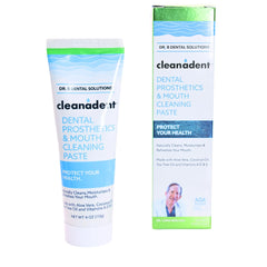 Front view of Dr. B Dental Solutions Cleanadent denture toothpaste 4 oz 2 pack