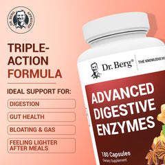 Close up of Dr. Berg Digestive Enzymes bottle and capsules
