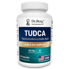 Dr. Berg TUDCA supplement bottle supports liver and gallbladder health.
