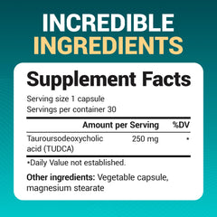 Dr. Berg TUDCA bottle shows 30 capsules for monthly use.