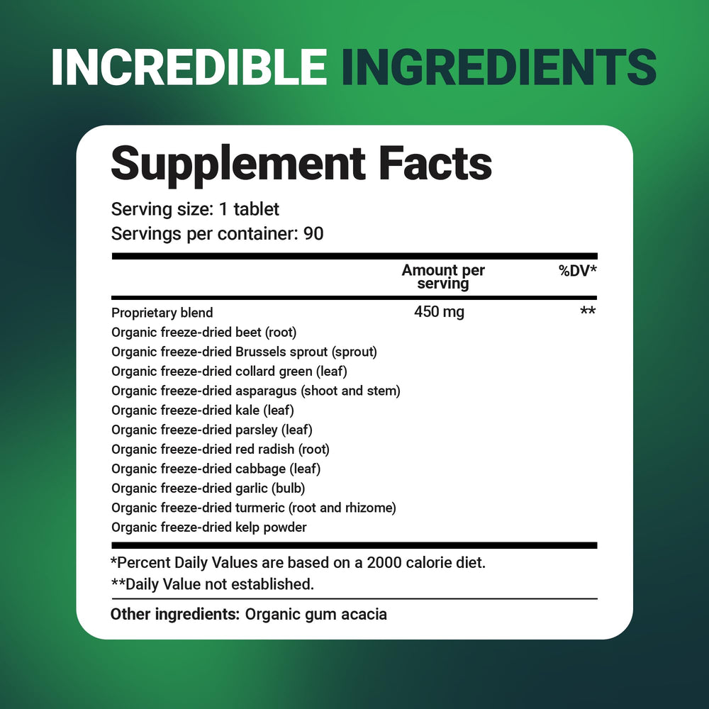 Close-up of easy-to-swallow vegetable tablets