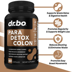 DR. BO colon cleanse pills closeup showing compact capsules for daily detox