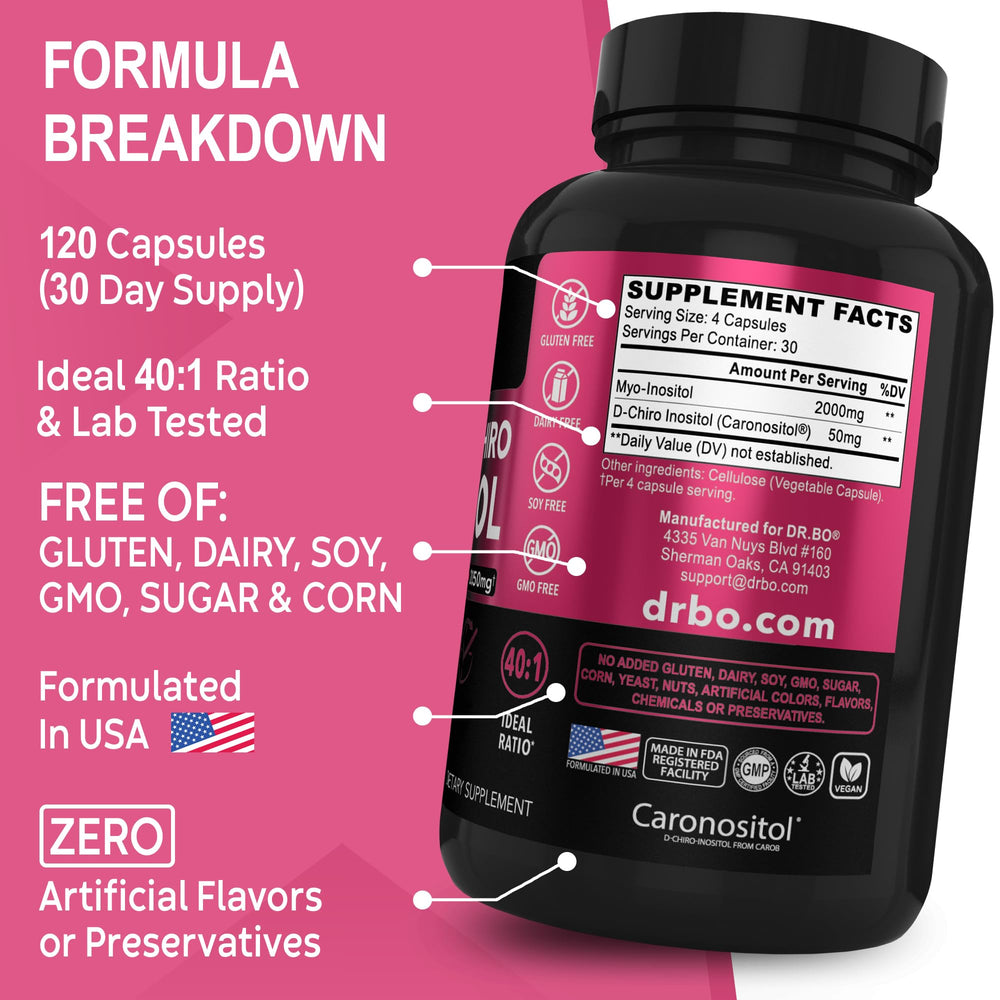 Top view of open DR. BO bottle with capsules showing measured servings benefit simplicity