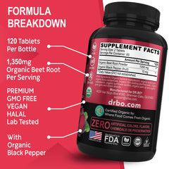 DR. BO red beet root tablets on white background suitable for pre-workout energy.