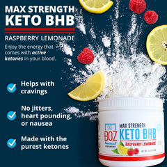 Keto BHB powder stirred into water for Raspberry Lemonade flavor