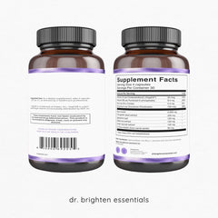 Dr. Brighten capsule closeup highlighting vegan easy‑to‑swallow form
