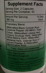 Relax-Eze label close-up with 100 vegicaps